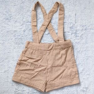4T Kate Quinn Suspender Shorts Khaki Tan Cotton Gauze